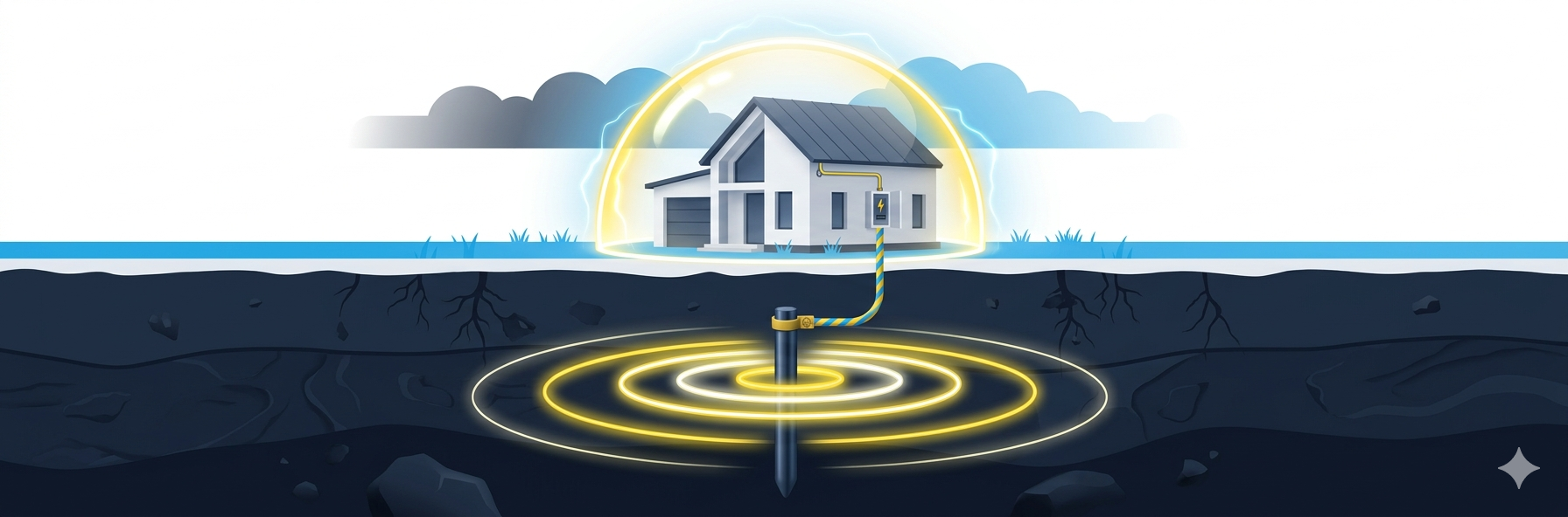 Ilustração de sistema de aterramento elétrico