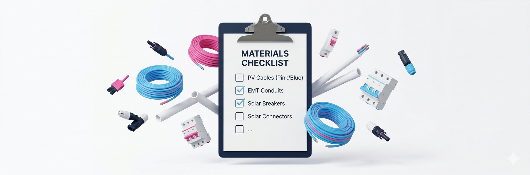 Ilustração de lista de materiais elétricos