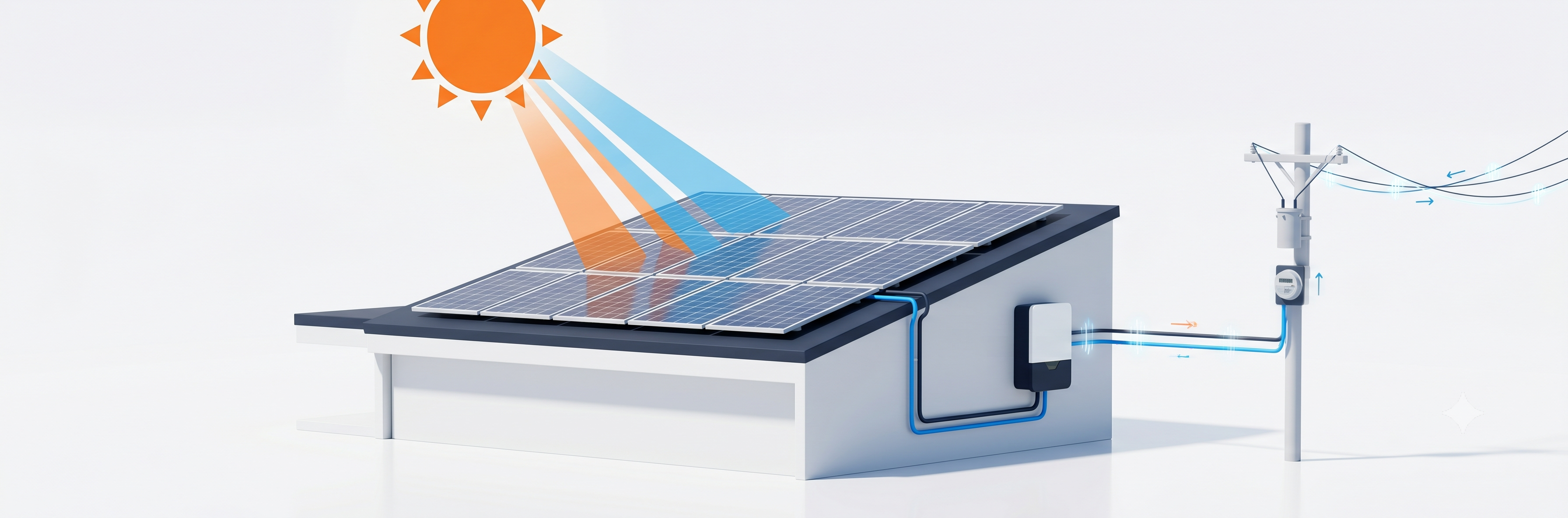 Ilustração de sistema solar fotovoltaico on-grid